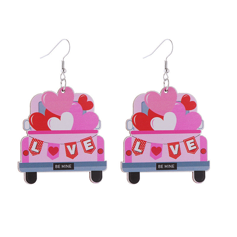 Wholesale Valentine's Day Rainbow Love LOVE Wooden Earrings